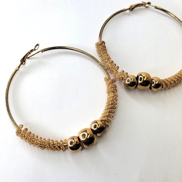 Half Mesh Half Hoop Earrings Bold Statement Earrings - Picture 3 of 8